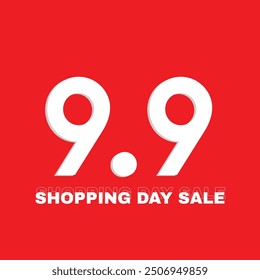 Vector 9 9 shopping day sale template design for web or social media red color theme.