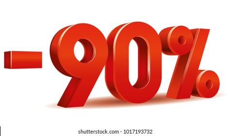 Vector of -90 percent in white background