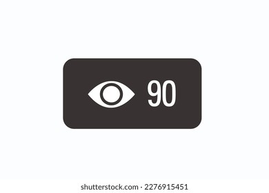 Vector of 90 views counter, user count of live stream close up.