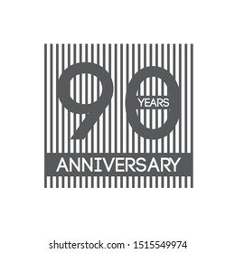 Vector 90 years anniversary . Isolated on White Background
