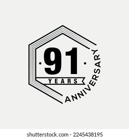 Vector 91 years celebrating anniversary design template. vector design and illustration.
