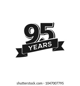 Vector 95 years anniversary logotype. Isolated black logo 95th jubilee on white background