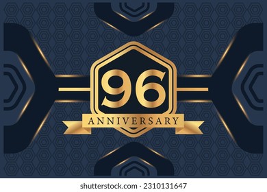 Vector 96 años celebración del aniversario logo diseño vectorial con color negro elegante sobre fondo azul