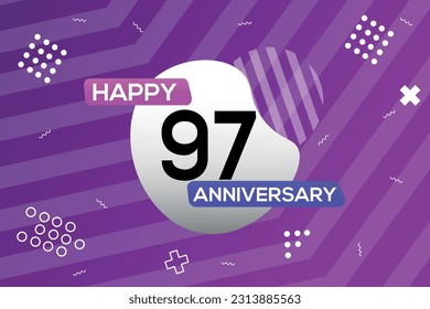 Vector 97th year anniversary logo vector design anniversary celebration with colorful geometric shape
