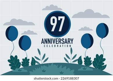 Vector 98 years anniversary invitation card. anniversary celebration modern design illustration template.	