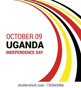 Vector 9th October Uganda Independence Day. Black red and yellow Uganda flag lines with typography Celebration Card. Illustration