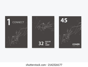 Plantillas de portada del vector A4 para folletos, diseño de volante, folleto, libro. Resumen del fondo con líneas de conexión y puntos. Concepto de tecnología de red