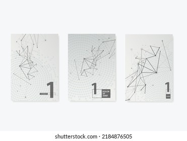 Vector A4 cover templates for brochure, flyer layout, booklet, book. Abstract background with connecting lines and dots. Network technology concept