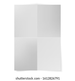 Vector A4 format paper with shadows. Blank four folded fold paper leaflet. Blank paper leaflet, flyer, follicle, leaf A4, broadsheet