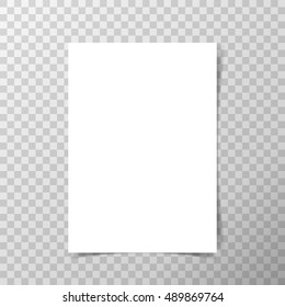 Vector A4 format paper with shadows on transparent background. - Shutterstock ID 489869764
