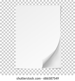 Vector A4 format paper with shadows on transparent background.