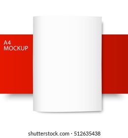 Vector A4 mockup isolated on red and white background. Red Line series. Ready for your design.