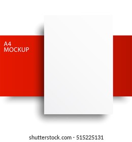 Vector A4 mockup isolated on red and white background. Red Line series. Ready for your design. Vector Illustration.