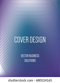 Vector A4 modern gradient minimal cover design. Futuristic neon colored geometric glitch background, hipster pattern. Purple, blue glow poster template with abstract stroke shapes, 80s geometric style