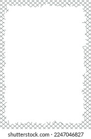 Vector A4 portrait background black vector template fence torn. isolated on white background.