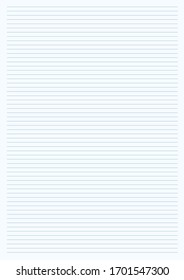 Vector A4 school blue sheet paper background. Vertical oriented pattern background made in proportional size illustration. 