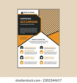 Vector A4 Size Corporate Business Flyer Design Template with bleed.