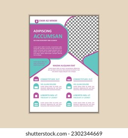 Vector A4 Size Corporate Business Flyer Design Template with bleed.