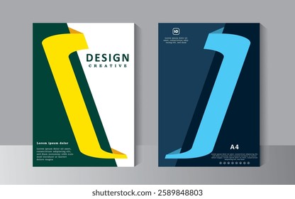 Vector a4 template desing for Covers, Annual report brochure, flyer, Simple brochure design with blue and yellow colour, leaflet presentation, book cover templates. vector eps 10