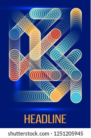 Vector A4, template. Geometric shapes. Used as business cover, fest or party flyer. Colorful futuristic concept with space for headline. Digital abstract design.