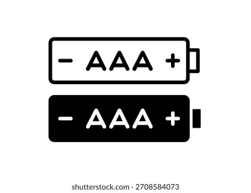 Iconos de la batería del Vector AAA en el fondo blanco