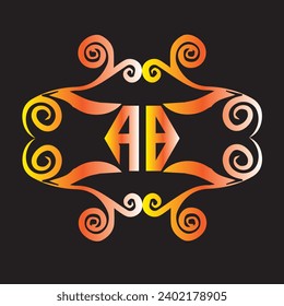 vector ab logo ab letter logo with mandala 