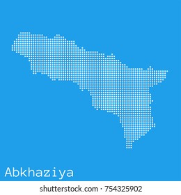 Vector Abkhaziya map silhouette dotted on blue background