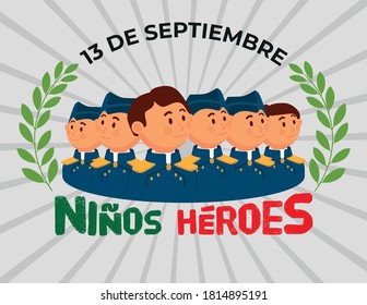 Vektorgeschenk über die Feier des dreizehnten September in Mexiko Tag der Kinder Helden