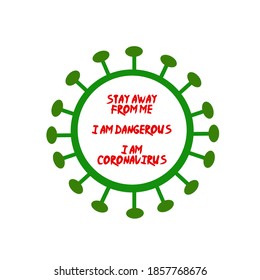 A vector about coronavirus with green color and the writing's color is red