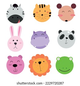 Vector about Cute animal icons collection,circle animals.