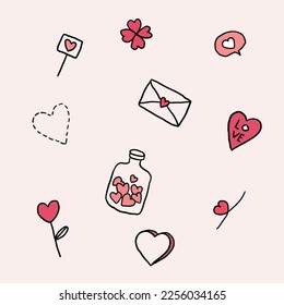 Vector about Doodle valentine's day element set vector