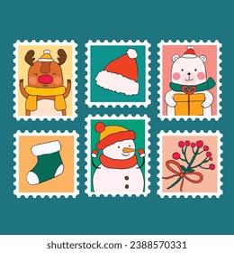 Christmas Cute Stamps Collection - Funny Illustration Royalty Free SVG,  Cliparts, Vectors, and Stock Illustration. Image 16353293.
