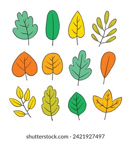 Vector about Hand drawn colorful leaves