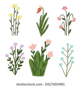 Vector about Hand drawn flower collection,Flat spring flower
