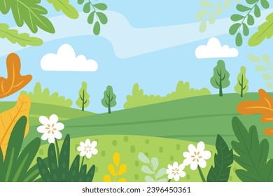 Vector about Hand drawn spring landscape