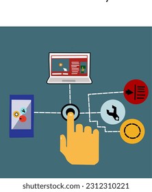 Vector about internet networks that make it easier for humans in various ways including workers