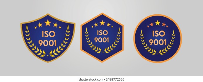 Vector about ISO certification badge collection