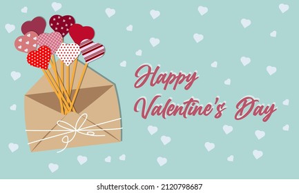 Vektorgrafik über einen Brief mit einem Symbol der Liebe. Ideal für eine Glückwunschkarte zum Valentinstag.