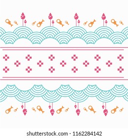vector about lotus flower, fish in river