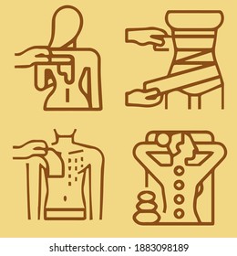 vector about a series of treatments consisting of full body massage therapy, body scrub, whitening mask, music therapy, aromatherapy, aromatherapy milk bath