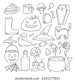 Vector about Set of cute halloween doodle