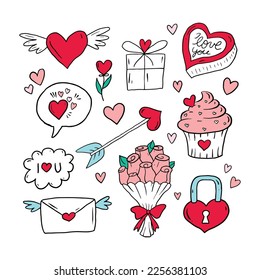 Vector sobre el juego de adorables íconos de postre de comida dulce