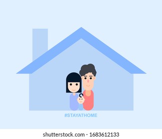  Vector about stay at home