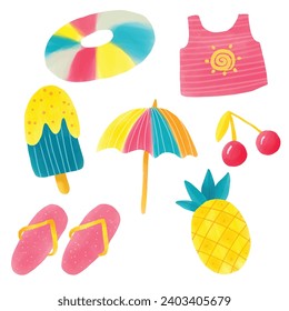 Vector about Watercolor beach elements collection