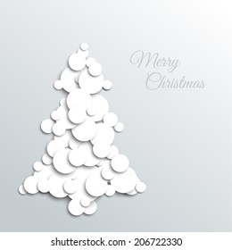 Vector absract christmas tree card made from white circles