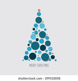 Vector Absract Christmas Tree Card Made From Blue Circles