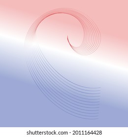 Vector de fondo abstracto con líneas espirales de color rojo y azul.Concepto caliente y frío.Estilo futurista