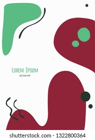 Vector abstact art. Frame made of colorful green, black and purple spots. Simple illustration template with lettering for invitations, cards and other design