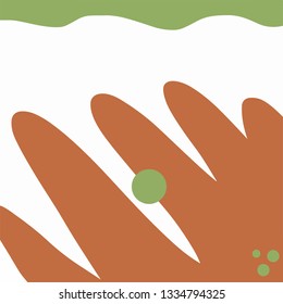 Vector abstact art. Frame made of colorful brown, green spots, circles. Simple illustration template for invitations, cards and other design. White background