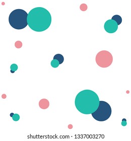 Vector abstact art. Texture made of colorful pink, blue, turquiose circles. Simple illustration template for invitations, cards, banner, textile, wrapping paper and other design. White background 